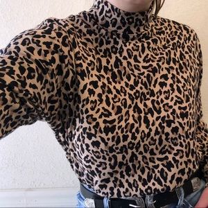 Land’s End leopard print mock neck long sleeve